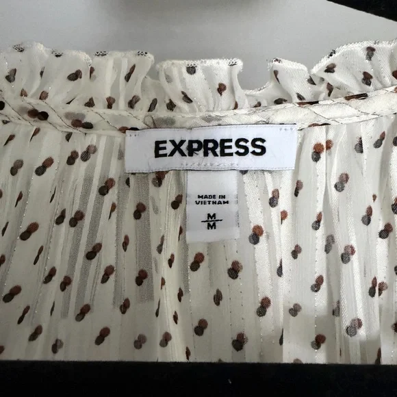 Express White Patterned Ruffle Blouse - Picture 2 of 5